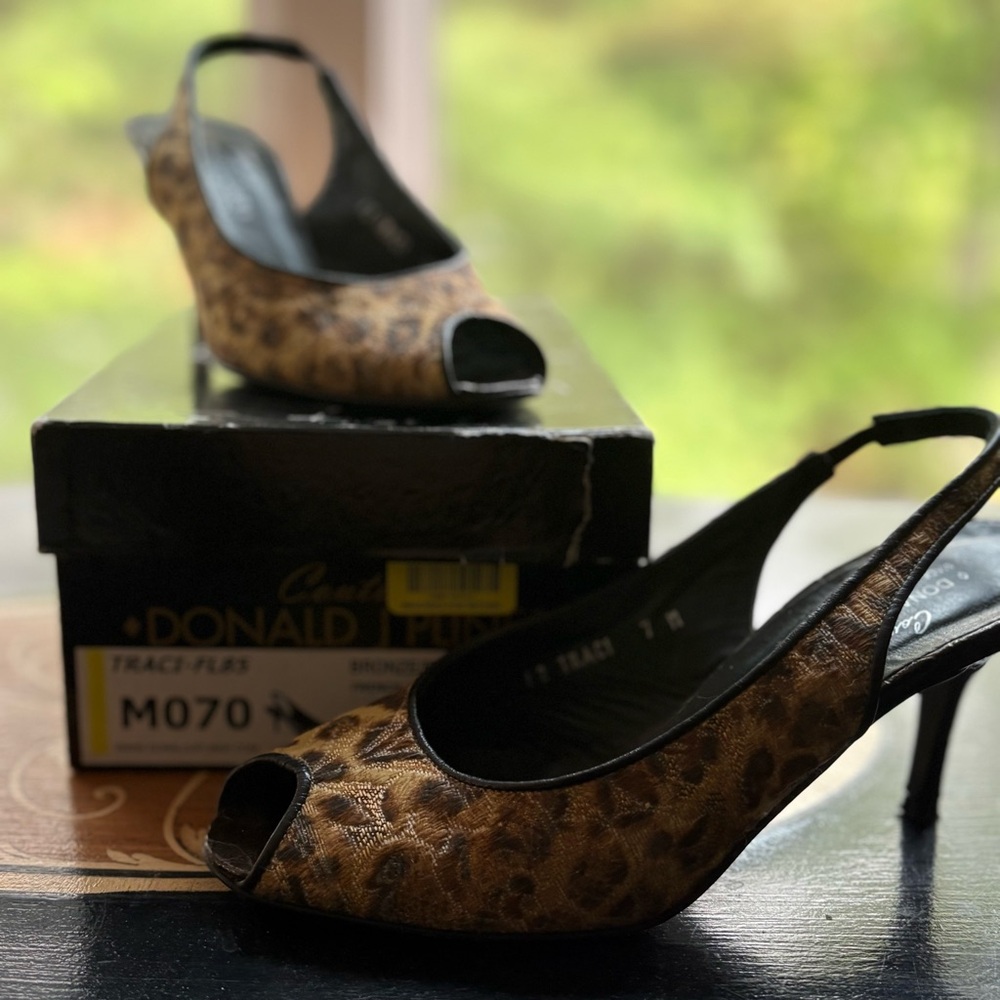 Donald J. Pliner French Leopard Tapestry Slingback Heels